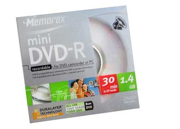 Memorex Mini DVD-R 1.4 GB (8 cm) Kamera Kayıt Diski – 30 Dakika Video Diski