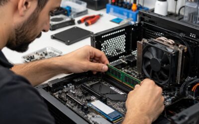 Masaüstü bilgisayara SSD ve RAM yükseltmesi yapan teknik servis teknisyeni