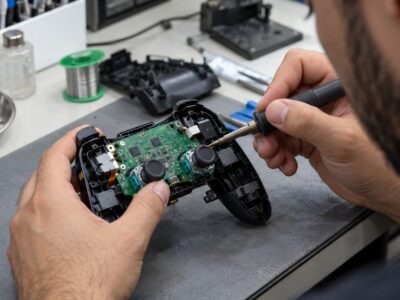 PlayStation kontrolcüsü analog mekanizması değişimi yapan uzman teknisyen
