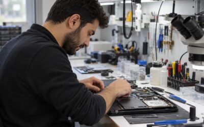 Bilgisayar teknisyeni notebook tamiri ve donanım yükseltme işlemi yaparken